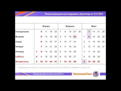 Производственный календарь для шестидневной недели - 2016