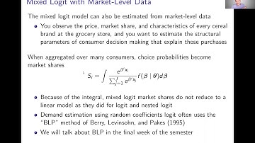 Week 10: Mixed Logit Model | Video 6: Empirical Considerations