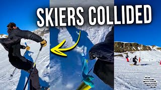 Skier Was Following His Skiing Friend and Filming at the Same Time but They Collided and Crashed