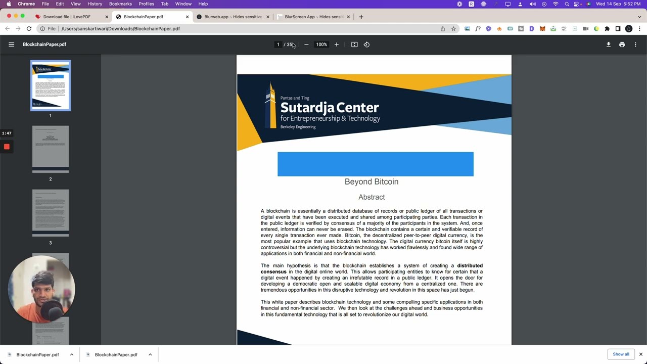 Hide Content in Pdf while screen sharing