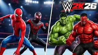 Spiderman & Miles Morales vs Hulk & Red Hulk - WWE 2K26