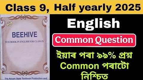 class 9 Half yearly 2025 English Common Questions| 99% common questions important for half yearly  