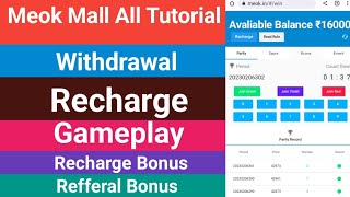 meok Mall tutorial | recharge | withdrawal | gameplay | refferal bonus