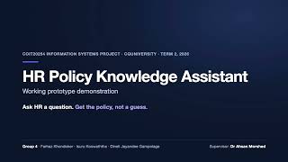 HR Policy Knowledge Assistant – Working Prototype Demo (COIT20254, Group 4) News