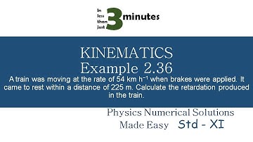 STANDARD XI - KINEMATICS -EXAMPLE 2.36