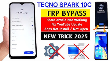 Tecno Spark 10c (KI5k) Frp Bypass Without Pc | Fix YouTube Update - Share Article Not Working 2025