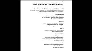 Five kingdom classification by R.H. Whittaker #short notes# neet aspirants#most important #