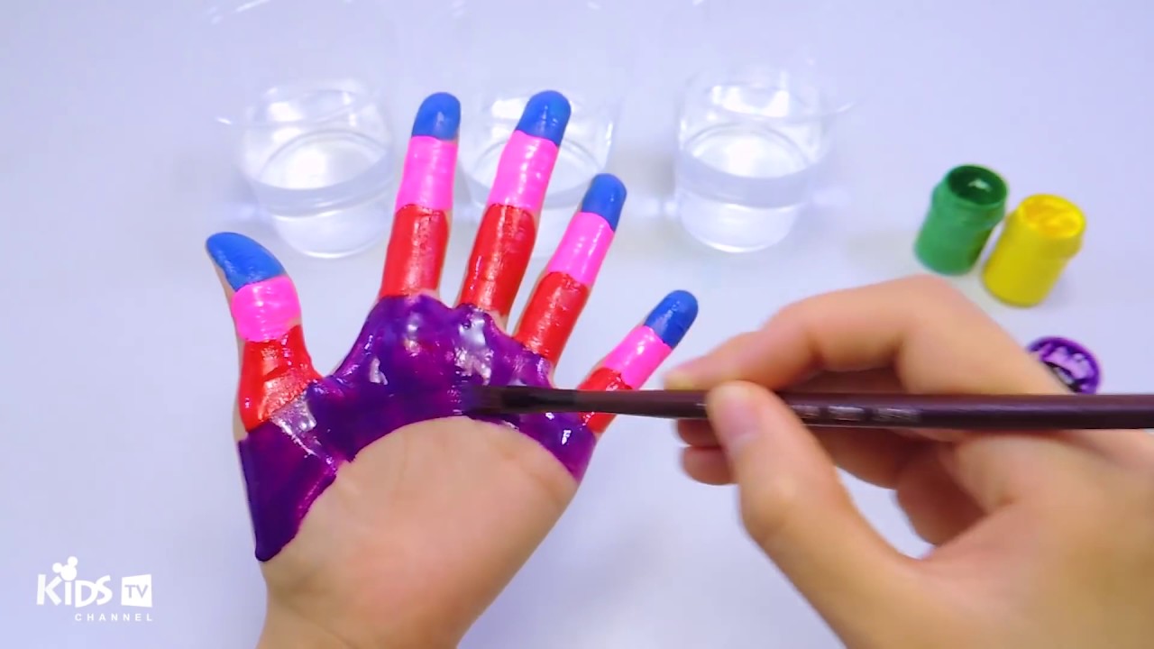 Learn colors Rainbow Hand Body Painting Finger Family Nursery Rhymes Kids Video
