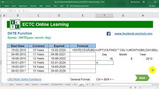 Day 2 3 Most Useful DATE Function in Excel ECTC Online Learning