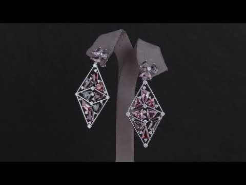 Earrings with Burmese spinels 20.28 ct and diamonds set in 900 platinum Video  № 1