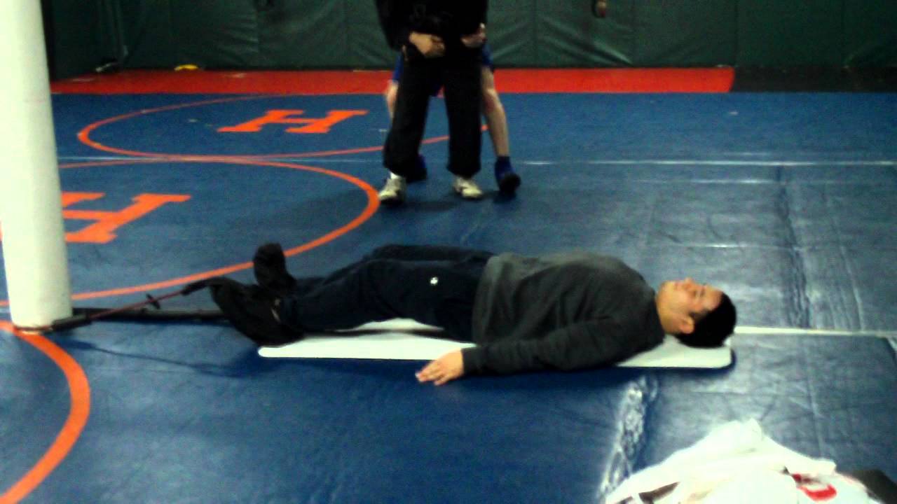 Band Resisted Slide Board Leg Curl with Gray Cook Bands Long Island MMA