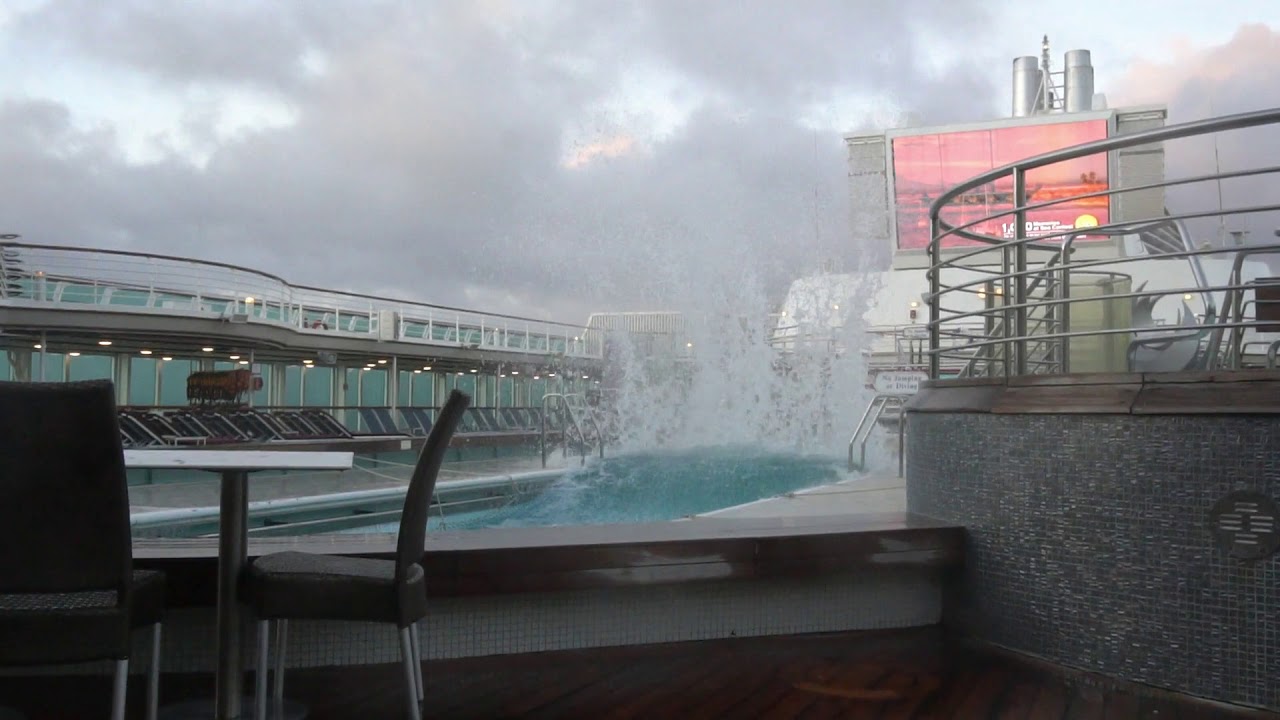 inside cruise ship in storm