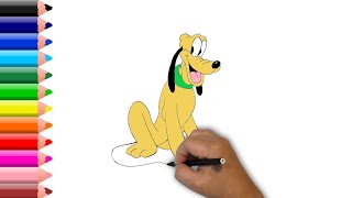 How to Draw Walt Disney Cartoon Characters / Pluto - Mickey Mouse's Best Friend