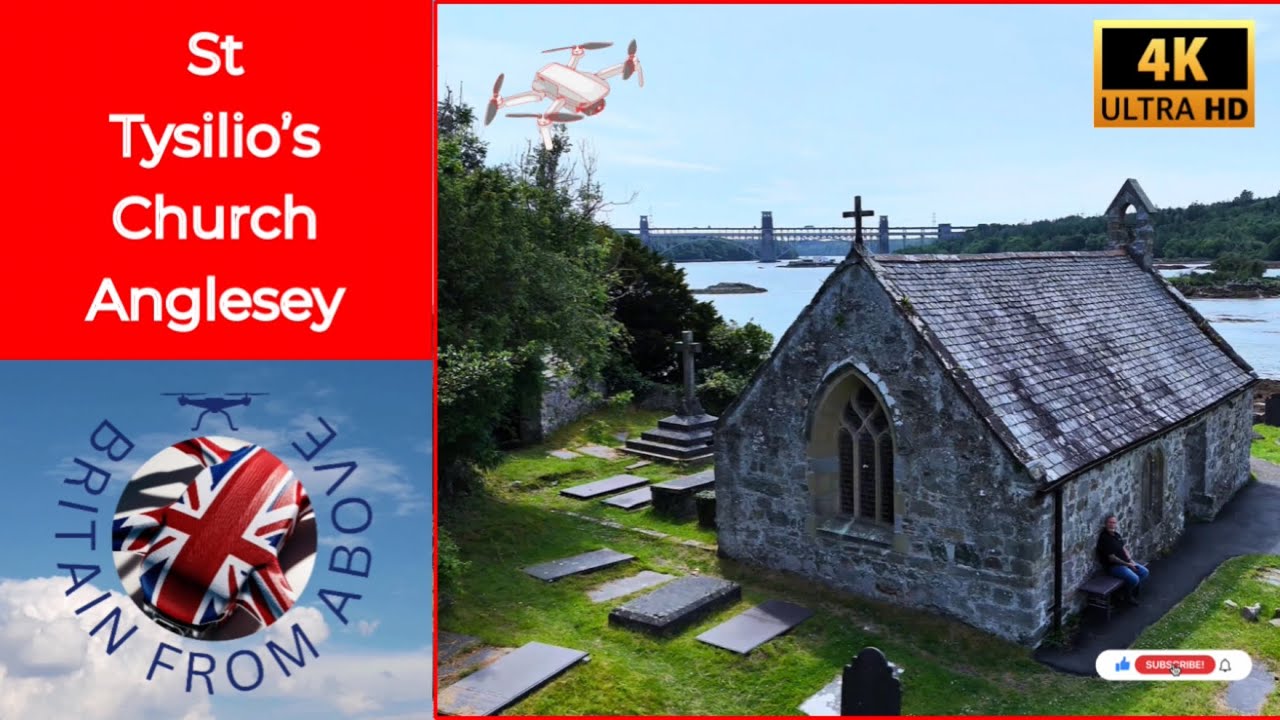 Stunning Drone Flight Over St Tysilio’s Church, Anglesey | Serene Island Views