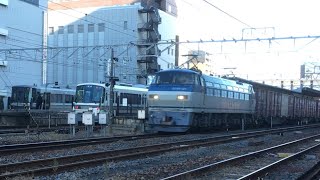 EF66 121 コンテナ貨物列車 コキ26両 草津駅通過 2017.12.6