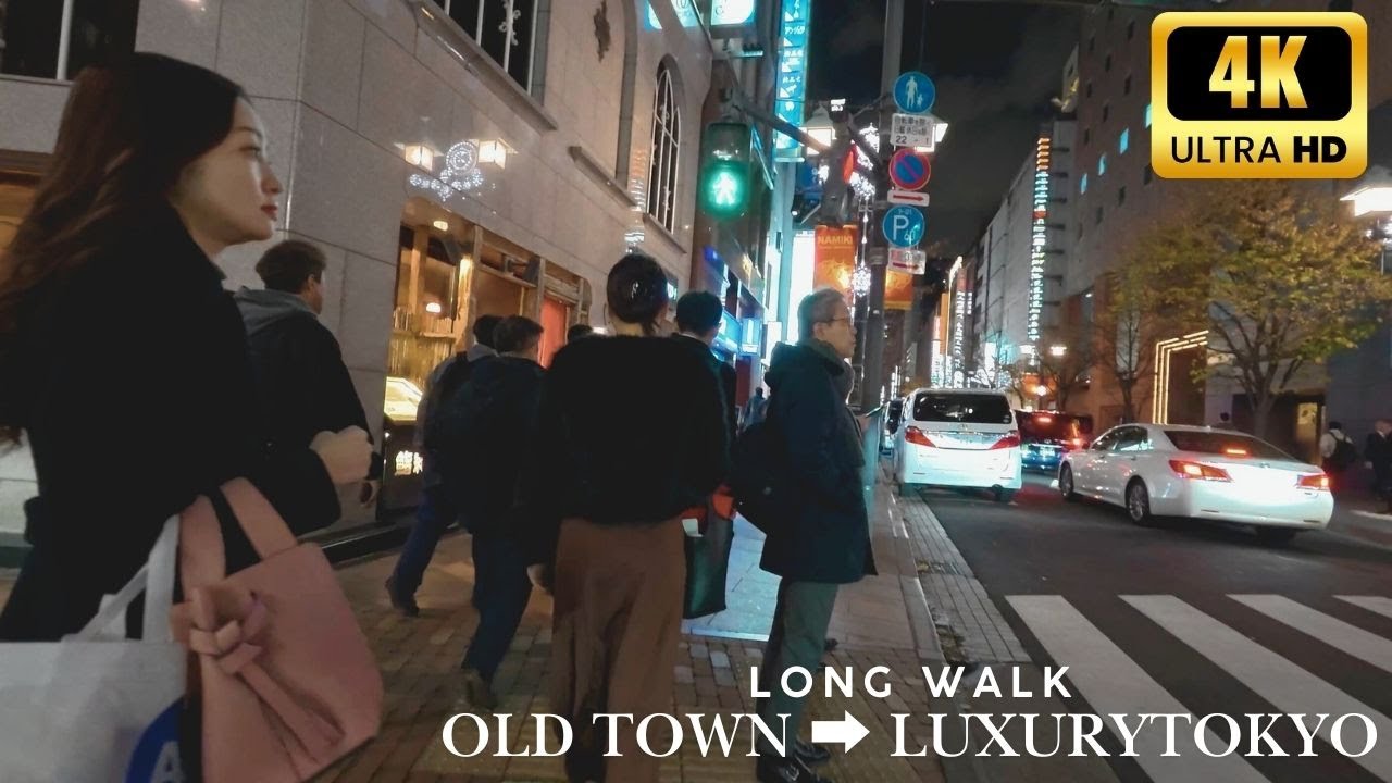 【4K】Tokyo Nishi-Nippori to Ginza | Evening to Night Walk: Old Town to Glamorous Nightlife