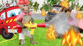 Bim Bim Pretends To Be A Firefighter On A Mission To Rescue A Baby Monkey