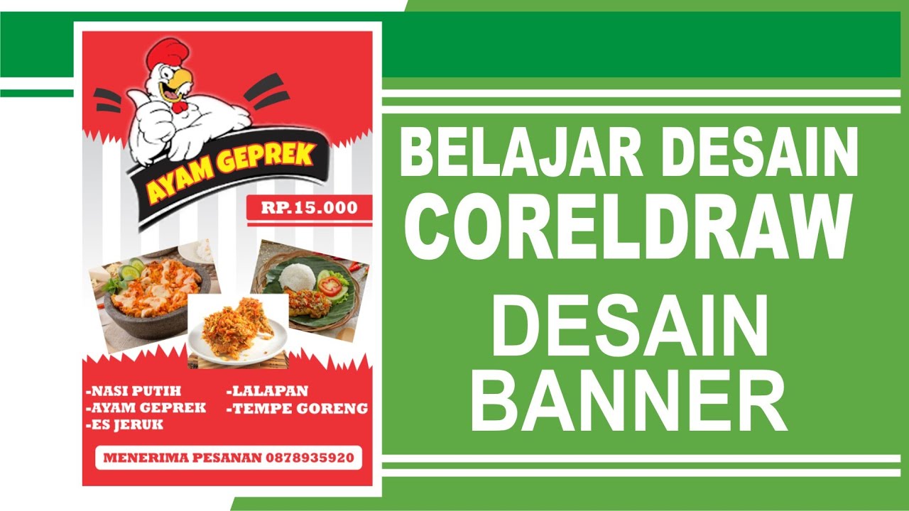  CARA  MEMBUAT  DESAIN  SPANDUK  AYAM GEPREK DI CORELDRAW YouTube