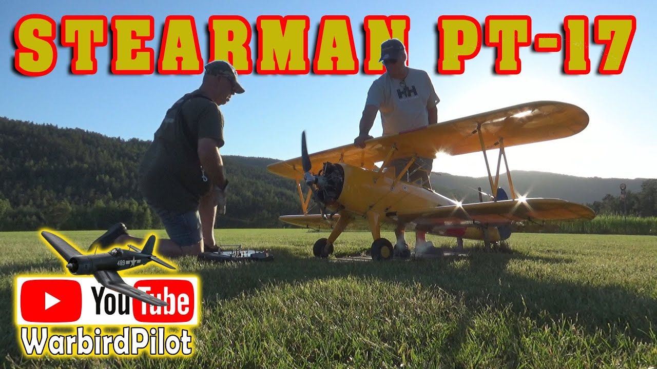 TWM PT-17 Stearman with Moki 250 Radial engine - YouTube