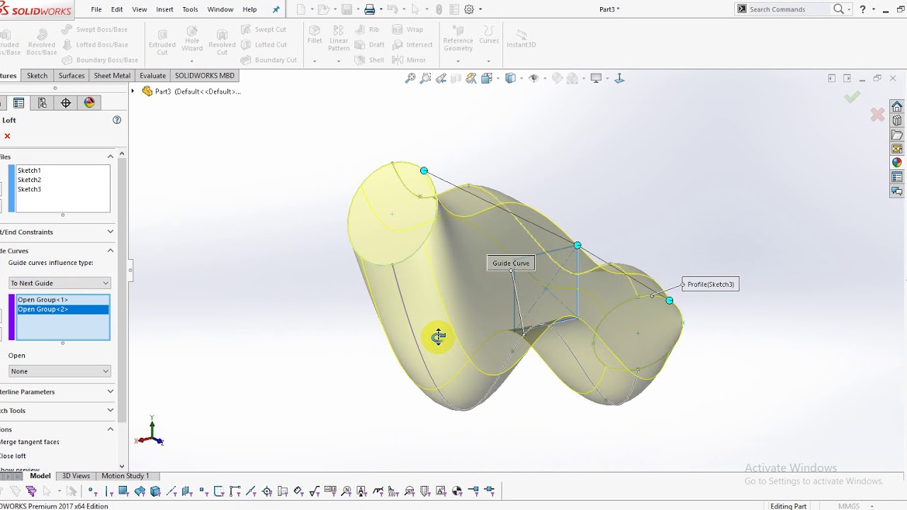 How to use boundary command and lofted command in solidwork - YouTube