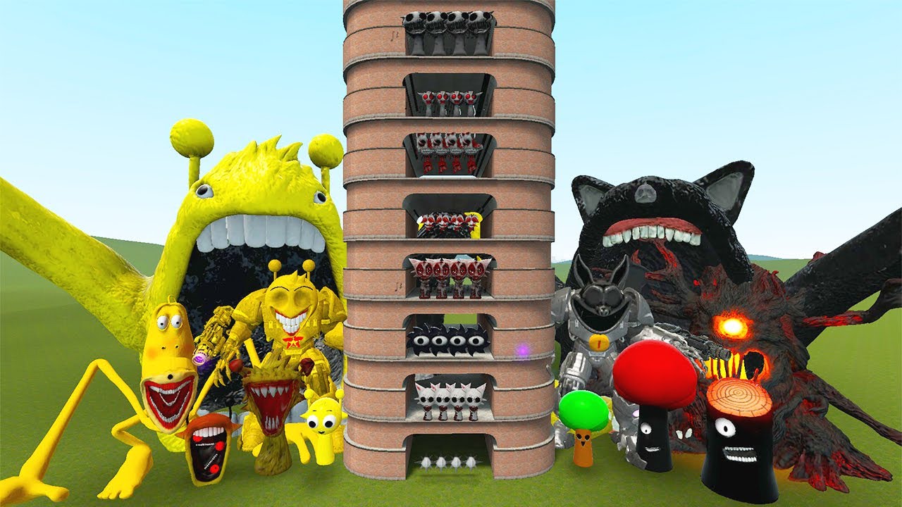 TALLGRASS LITTLE TO BIG ALL SIMON SPRUNKI VS ALL BLACK TREE SPRUNKI FAMILY ФАЗА 1 - 10 в GMod!