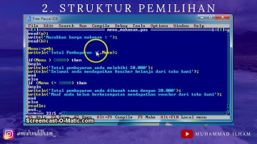 Membuat Program Pascal dengan 3 Struktur, Yaitu Runtunan, Pemilihan dan Perulngan.