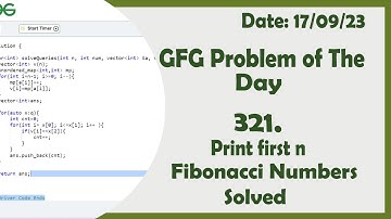Print first n Fibonacci Numbers || C++ || GFG Daily Problem