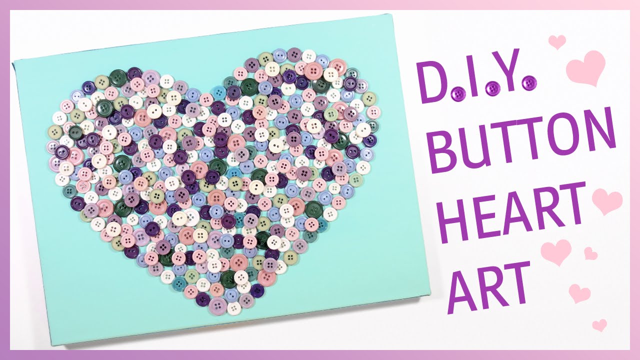 Diy Button Heart Art Cute Bedroom Wall Decor For Girls Youtube
