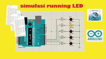 simulasi running LED menggunakan ISIS Proteus dengan pemrograman Arduino (UNO)