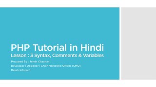 Lesson 3 | Syntax, Comments & Variables | PHP Coaching in Hindi | Jemin Chauhan