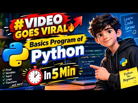 🐍 Python Basics in Just 5 Minutes! | Python Programming for Beginners 🚀 | Learn Python #Shorts
