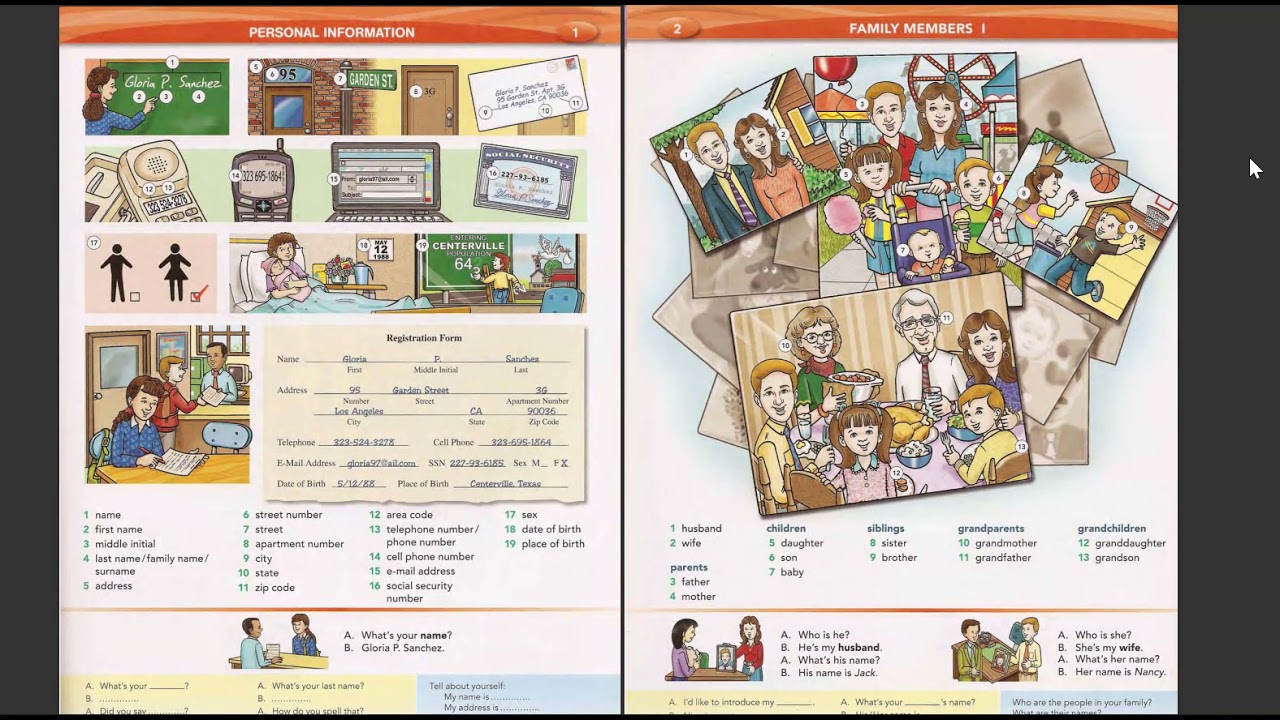 Word by word Picture Dictionary Part 1 and 2 Personal inf and Family Memners 1