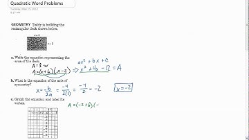 Almost 5 Minute Math: Quadratic Word Problem #1 (Area)