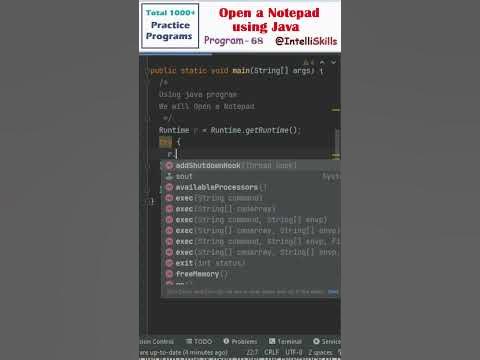 Open a Notepad Java | 1000 Java Short Program | #Shorts #java #coding ...