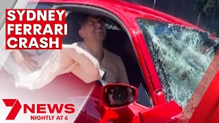 Video showing Ferrari crashing into pole on the Princes Highway at Sydenham | 7NEWS Ferrari Split In Half