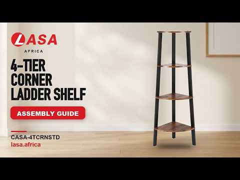 4-Tier Corner Ladder Shelf, Black & Rustic, 125cm – Assembly