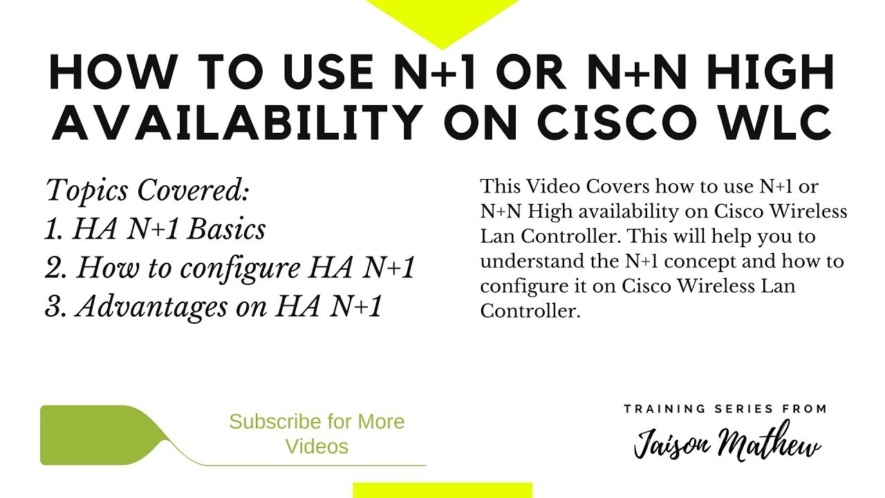 How To Use N 1 Or N N High Availability On Cisco WLC YouTube how-to-use-n-1-or-n-n-high-availability-on-cisco-wlc-youtube