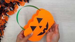 🎃DIY Halloween Pumpkin Paper Bag | How to make a pumpkin trick or treat bag using paper