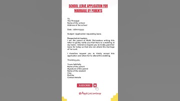 School leave application for marriage by parents #leave #school