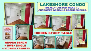 Hidden Study Table &amp; Hidden Bench. Lakeshore. HWB Single Top &amp;Side Storage Cabinet.HDB.BTO. 3rd Sets