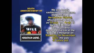 Henderson Gabriel ~ Short Obituary