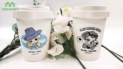 Biodegradable Bamboo Fiber Branded Coffee Cups - Reusable,Compostable,Eco Friendly