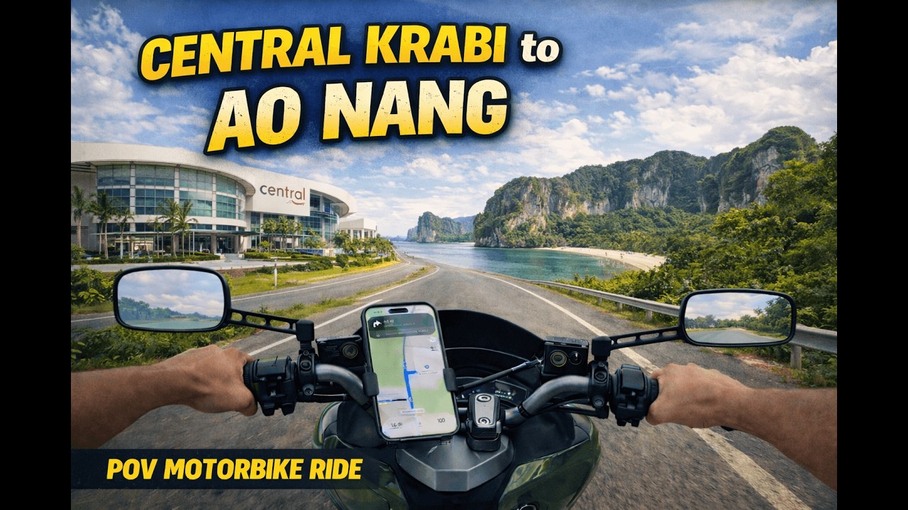 Central Krabi to Ao Nang by motorbike | Thailand