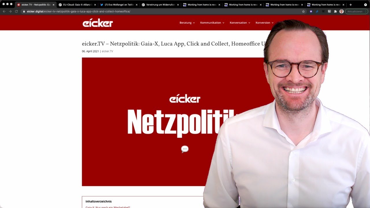 Update eicker.TV - Netzpolitik: Gaia-X, Luca App, Click and Collect, Homeoffice - Frisch aus dem Netz.