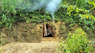 Build a complete underground Bushcraft survival shelter  Tropical Forest