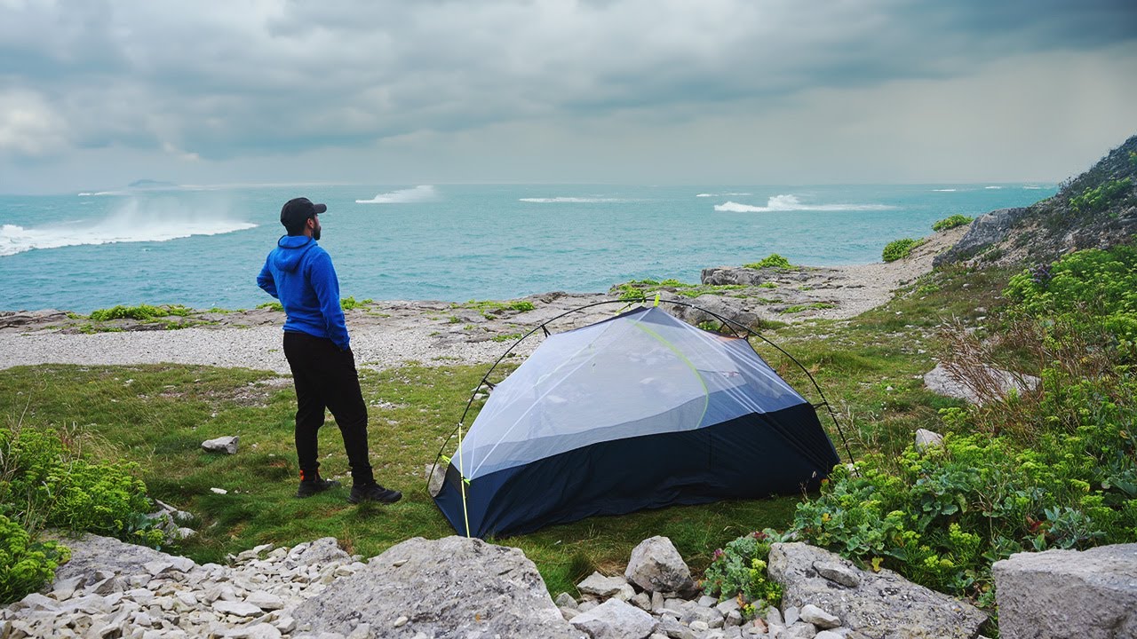 Stormy Night Wild Camping on Dorset's Coastal Cliffs, Jurassic Coast