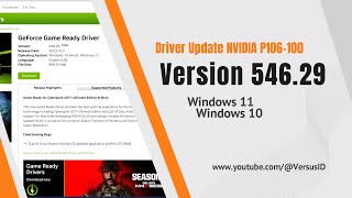 Driver Update NVIDIA P106-100 Version 546.29 | VGA Mining for Gaming | @VersusID