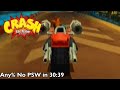Crash Tag Team Racing - Any% No PSW Speedrun 30:39 LRT (34:25 RTA)