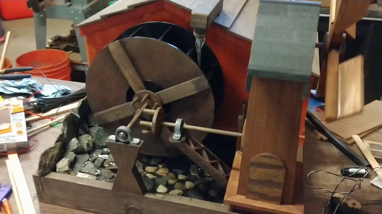 Tabletop waterwheel fountain with windmill YouTube