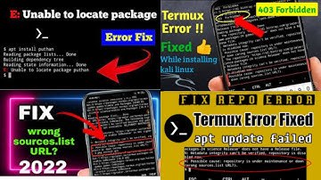 Termux E: unable to locate package & (wrong sources.list URL? ) errors FIXED 99%